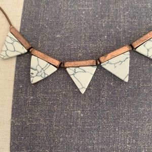 Rose Gold and White Marble Necklace